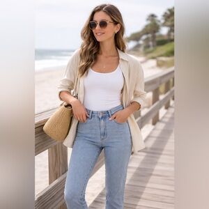 Purnell Vintage Blue White Striped Jean Size 6/28